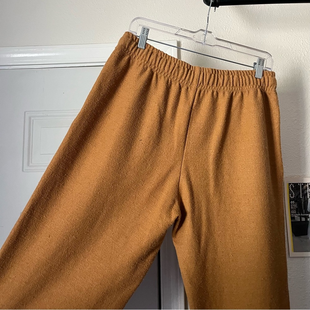 MAZZA dark‎ mustard yellow knit logo graphic straight leg sweat pants - Picture 5 of 6